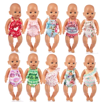 Baby Doll Vasaros Drabužių 43cm, Gimusių Kūdikių Lėlės Plaukti Drabužius 18 Colių Lėlės Drabužiai Bikini Lėlės priedai mergaitėms 