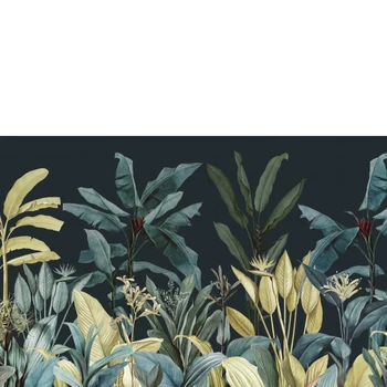 Bacaz Tamsiai Mėlynos ir Žalios Atogrąžų Džiunglių Augalų Tapetai Freskomis, Miegamojo Fone 3d Bananų Lapų Sienos popieriaus Nuotraukų Sienų Dekoras