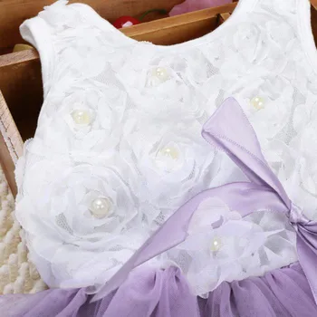 Bamblys Baby Kid Merginos Princesė Suknelė Šalis Nėrinių Lankas Gėlių Mielas Suknelės Vaikų Šalis Vestidos Šokių Drabužiai