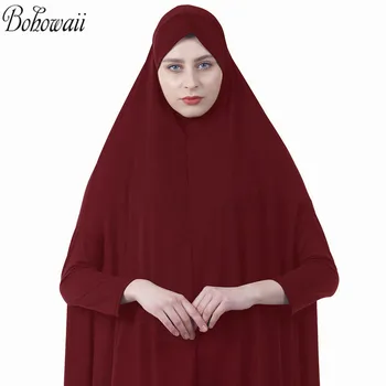 BOHOWAII Ramadanas Malda Suknelė, Hijab Nustatyti Jilbab Abaja Dubajus Turkijos Musulmonų Apdaras Longue Khimar Vestido De Mujer Gebedskleding