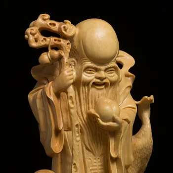 Boxwood Drožyba Vėžlys Krano Dievas Ilgaamžiškumas Medienos Shou Xing Statula Apdailos Gimtadienio Dovanos Mitologija Skulptūra Namų Dekoro