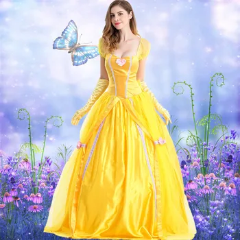 Cosplay Šalies Grožio ir Žvėrys Dress Kostiumai,princesė bell Fancy Dress Cosplay Kostiumų suaugusių moterų helovinas kostiumai