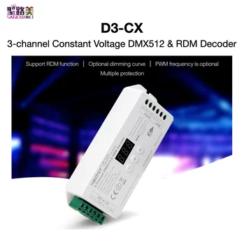 D3-CX 3-channel Nuolatinės Įtampos DMX512 & RDM Dekoderis DC12~24V 3CH 6A/Kanalų Max. 18A Skaitmeninis Ekranas Mi-Šviesos MiBOXER