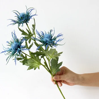 Dirbtinis Eryngium Thistles Krūva Modeliavimas Gėlės, Augalai, 3-Šakės Vestuvės 