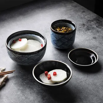 FANCITY Japoniško stiliaus keramikos, rankomis dažyti troškinys puodą, paukščio lizdą, desertas, virtos kiaušinių puodą, sriuba, troškinys dubenį, puodą su dangčiu,