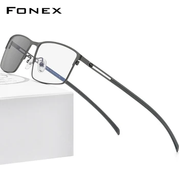 FONEX Photochromic Pilka Akinių Rėmeliai Vyrų Titano Lydinio Aikštėje Kovos su Mėlyna Šviesa Glasse 2021 korėjos Universalus Akiniai FAB1010