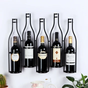 Geležies pakabinti atbrailos vyno butelių stovas metalo dekoratyvinės sienų rėmo, baras priedai, namų barų šampano Europos idėjos