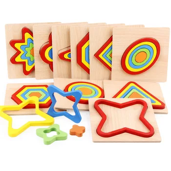 Geometrinės Formos Ir Spalvų Žaislai, Mediniai Vaivorykštės Spalvų Dėlionės Kūdikių Montessori Ankstyvo Mokymosi Žaislas Vaikams