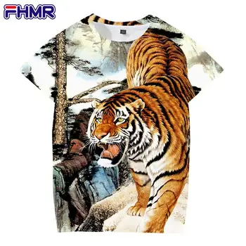 Gyvūnų Tigras 3d Spausdinimo Mados vyriški Ir moteriški marškinėliai Atsitiktinis O-kaklo Laisvi, vyriški Drabužiai, Kvėpuojantis Hip-hop ' o Marškinėlius Vyrams
