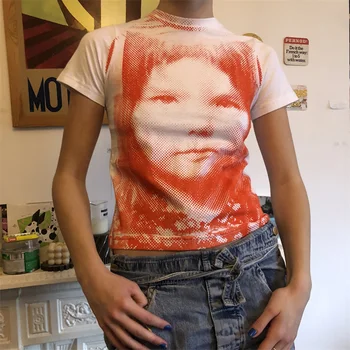 Hirigin 90-ųjų Retro Moterys T-shirt Grafikos Spausdinimo Trumpas Rankovės Prakaito Derliaus Y2K Estetinės Gotikos Harajuku Streetwear Vasaros T-shirt