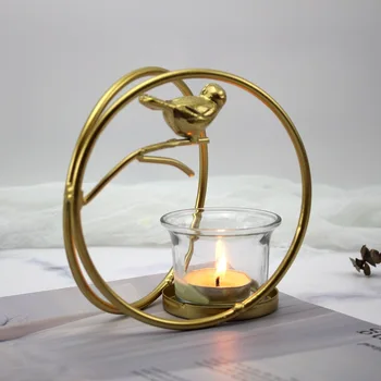 Homelily Aukso Birdcage Geležies Žvakidė Šiaurės Stiliaus Turas Paprasta Namų Puošybai Romantiškas Stalo Žvakių Laikiklis Papuošalai
