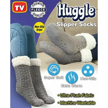 Huggle Šlepetė Kojinės Ultra-Pliušinis Vilnos Anti-Slip Spaustuvai, Žiemą Šiltas, Aukštos Kojinės