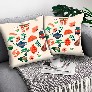 Japonų Stiliaus Pagalvėlių Apvalkalus Derliaus Dekoratyvinės Pagalvės, Pagalvėlės, Namų Puošybai Užvalkalas Paprastas mielas sofa-lova, dekoratyvinės pagalvėlės