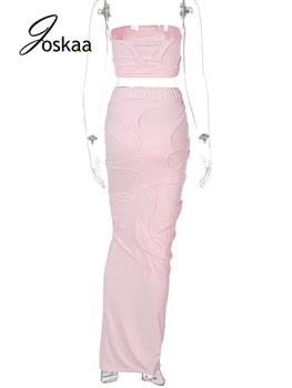 Joskaa Seksualus Krūtinės Įvyniojimas Ir Maxi Sijonas 2 Gabalas Rinkiniai Moterims Gatvės Stiliaus Apranga Vasaros 2021 Elegantiškas Gimtadienio Clubwear