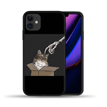 Juokinga Cute Kačių ir Skeletas Kaukolės Telefono dėklas Skirtas iPhone 11 12 Pro Max 6S 7 8 Plus X XS XR 5S SE 2020 12Mini Juodas Silikoninis Dangtelis