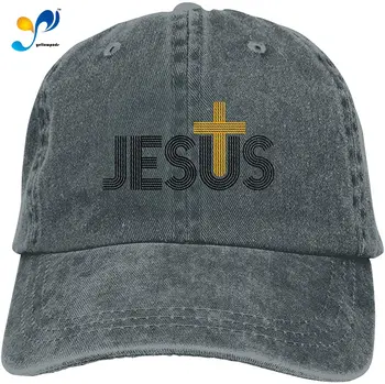 Jėzus Krikščionių Kryžius Classic Vintage Džinsai Beisbolo kepuraitę Reguliuojamas Tėtis Kepurę Moterims ir Vyrams