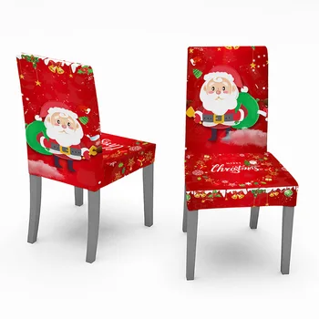 Kalėdų Kėdžių Dangose Santa Spausdinti Elastinga Ruožas, Valgomojo Kėdės, Kėdės Slipcover Virtuvės Sėdynės Padengti Namų Dekoro Hogar Sillas
