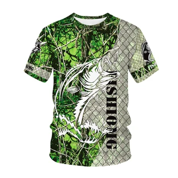 Karpių Žvejyba 3D Print T-Shirts Medžioklės Medžiotojų Streetwear Vyrai Moterys Mados Trumpas Rankovės Marškinėliai Harajuku Tees Viršūnes Vyrų Drabužiai.