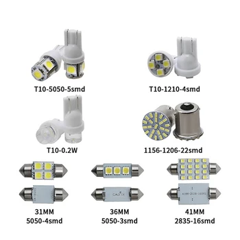 Karšto pardavimo 14Pcs LED Interjero Paketas Rinkinys T10 36mm Žemėlapis Dome Licencijos numerio apšvietimo Lemputės