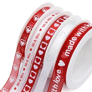 Karšto pardavimo penkios mišrios spalvos balta raudona spausdinti grosgrain ribbon1-1,5 cm 