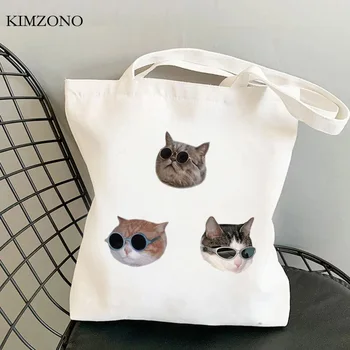 Katė pirkinių krepšys, rankinė, pakartotinai perdirbti shopper bag eco medvilnės maišelis maišelis cabas audinio reciclaje shoping maišeliu tissu