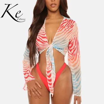 KE Nauja Kolekcija 2020 bikini 3 gabalus maudymosi kostiumai lady tendencija akių tinklelio su palaidinė trijų dalių
