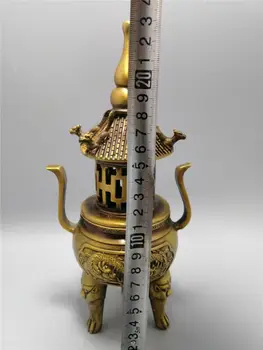 Kinijos Kolekcija Antikvariniai Žalvaris Pagoda Double Dragon Smilkalų Degiklis Kolekcija
