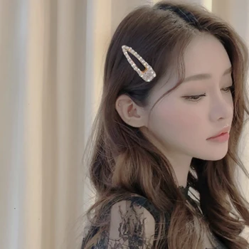 Korėjos Kristalų Plaukų Segtukai Moterų Plaukų Papuošalų Mados Modeliavimo Perlų, Aukso Barrettes Įrašus Smeigtukai Vestuvių Nuotakos Tiara Priedai