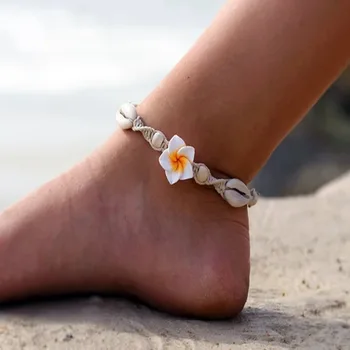 Kpop Pink Gėlių Anklet Apyrankės Moterims 2021 Mados Gamtos Sea Shell Grandinės Žavesio Apyrankę ant Kojos Boho Papuošalai Vasaros Paplūdimio
