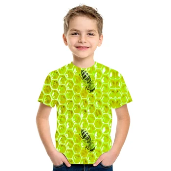 Kūdikių Drabužių Vasaros Mados Prekės ženklo Berniukas Ir Mergaitė, T-Marškinėliai, Trumpas Rankovėmis Drabužius, Bičių Modelio, Spalvinga 3D Spausdinimas