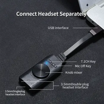 Laisvų rankų įranga Audio jungtis Kabelio Adapteris Perjungti garso Reguliavimo GS3 7.1 Kanalo USB Garso Plokštę, Adapteris Išorinį garso Kolonėlė