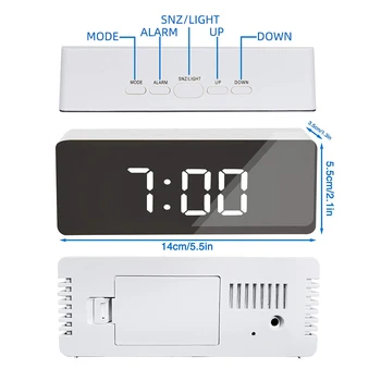 LED Veidrodis, Žadintuvas, Skaitmeninis Stalo Laikrodis Stalinis Laikrodis Temperatūra Kalendoriaus Funkcija su USB Namų Puošybai Laikrodis