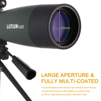 LUXUN Monokuliariniai 25-75x70 Spotting scope Vandeniui Bak4 Optinis Objektyvas Teleskopą tolimų Paukščių stebėjimo Medžioklės, Laukinių gyvūnų Trikojo