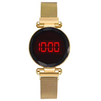 Mados Naujų Magnetinio Moterų Laikrodžiai Rose Gold Nerūdijančio Plieno Tinklelio, Dirželis Ponios Elektroniniai Laikrodžiai Minimalistinio Moterų Laikrodis