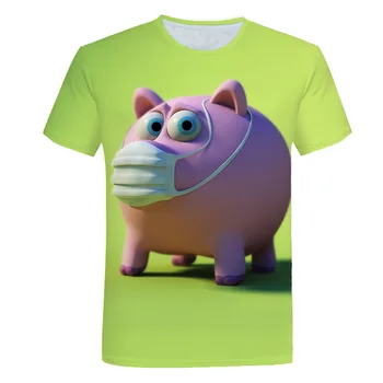Mados vyriški marškinėliai trumpomis Rankovėmis Juokinga 3D Kiaulių Spausdinimo Atsitiktinis Patogiai Kate Gyvūnų, O kaklo Pavasario Vasaros Drabužių 2021