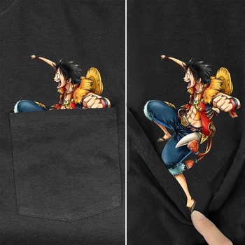 Medvilnės Marškinėliai Mados Kišenėje Vienas Gabalas 3D Atspausdintas T-shirt Harajuku Atsitiktinis Marškinėliai Hip-Hop Viršūnes Juokinga Medvilnės Tees