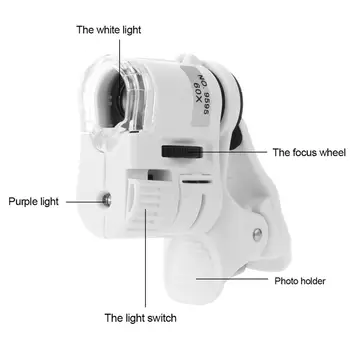 Mikroskopas 60X Zoom Skaitmeninis Telefono Didinamąjį Kamera su LED Šviesos Mobiliojo Telefono Fokusavimas Koreguojamas Lęšiai, Makro Priartinimas vaizdo Kameros Įrašą