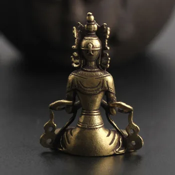 Mini Guanyin Papuošalai Namų Budos Ornamentu Kambarį Apdaila Kieto Žalvario Rankų Darbo Miniatiūrinės Senovinių Namų Puošybai