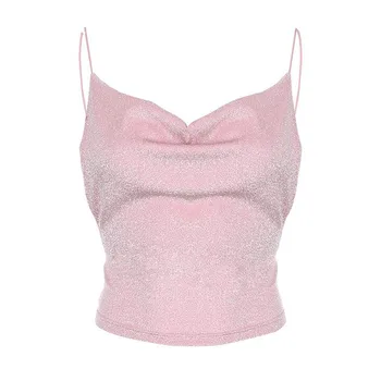 Moterų Ryškios Šilko tankų Seksualus Backless Mažos Krūtinės Vest 2020 Naują Pavasario Kietas Mados Streetwear Mujer