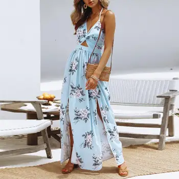 Moterų Suknelė Mados Gėlių Spausdinti Apynasrio Vasaros Off Peties Backless Sundress už Beach Sexy Moterų Plius Dydis Suknelės be Rankovių