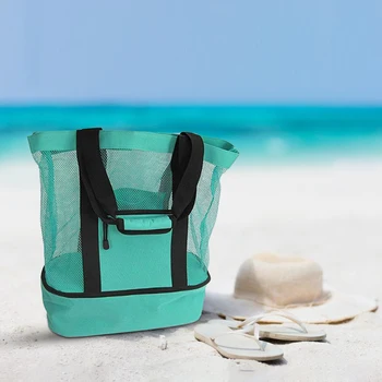 Nešiojamų Paplūdimio Net Maišą Šilumos Izoliacija Paplūdimio Rankinė Dukart Sluoksnių Nešti Pietūs Maisto Saugojimo Kelionės Krepšys