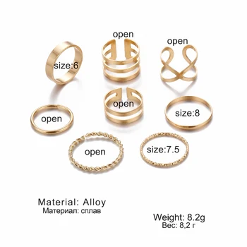 Originalus Dizainas, Aukso Spalvos, Apvalūs Tuščiaviduriai Geometrinis Žiedų Rinkinys Moterims Mados Kryžiaus Twist Atidaryti Žiedas Bendras Žiedas Moterų Papuošalai