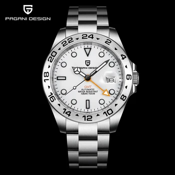 PAGANI DIZAINO 2021 Prabangių Vyrų Mechaninis Laikrodis Nerūdijančio Plieno GMT Žiūrėti Top Brand Safyro Stiklas Vyrų Laikrodžiai Reloj Hombre