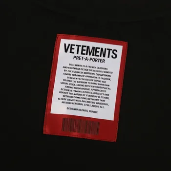 Pilka VETEMENTS T-Shirt Vyrai Moterys Vetements Pleistras Tee Atgal Raudona Tekstilinės Etiketės Viršūnes VTM