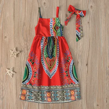 Qunq Bohemijos Afrikos Stiliaus Mergaičių Suknelė 2021 Naujas Vasaros Atsitiktinis Vaikams Drabužius 2 3 4 5 6 Metų Mergaitė Bamblys Vaikų Komplektai