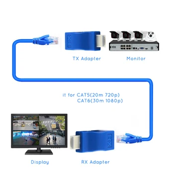 RJ45 4K HDMI suderinamus Extender Pratęsimo Iki 30m Per CAT5e Cat6 Tinklo 