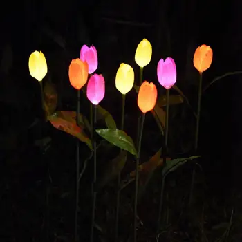Saulės Šviesos diodų (LED Tulip Gėlių Vejos Lempos Lauko Vandeniui Sodo Parkas Maršruto Koridoriaus Vejos Dekoratyvinis Apšvietimas Saulės Lempa 1/2vnt