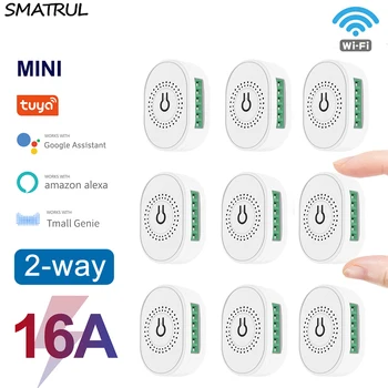 SMATRUL Tuya WiFi Smart Šviesos Jungiklis 16A Mini 2 Modulis 