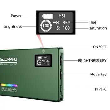 Soonpho Vaivorykštė Šviežių RGB 2500K-8500K Mini Vaizdo LED Šviesos Nešiojamų Visą Spalvų Šviesos Užpildyti Šviesos Fotoaparato Fotografavimo Studija