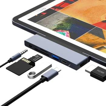 USB C Hub su 4K HDMI USB-C PD TF, SD, USB 3.0 3.5 mm Jack Port Hub C Tipo jungiamojo iPad Pro 11 2020 M Pro 12.9 2018 3 4